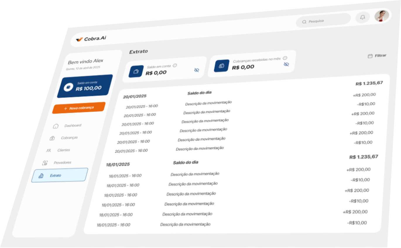 Tela do sistema cobra.ai